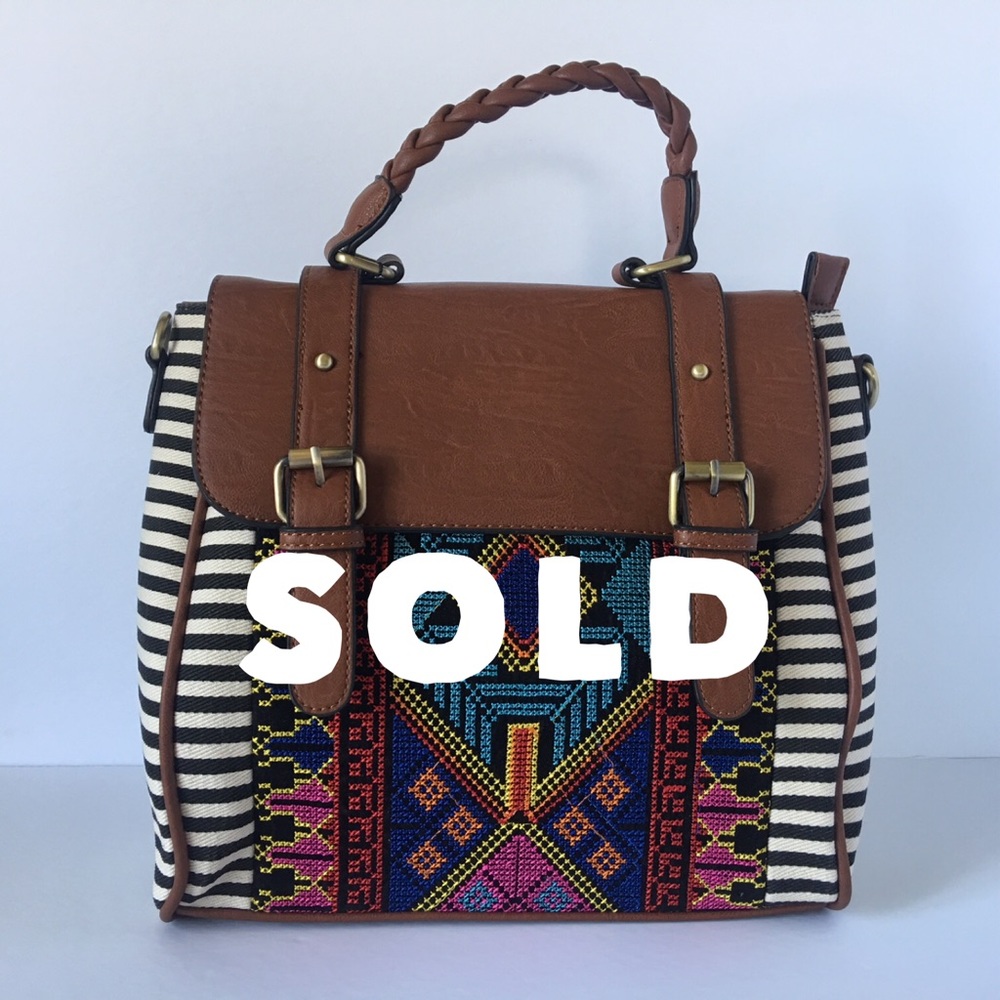 Aztec and Striped Print Convertible Backpack